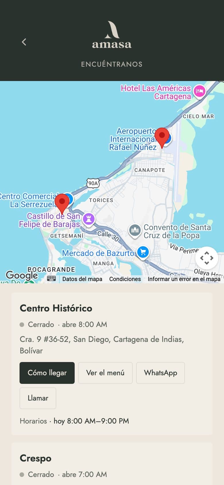 Encuéntranos de Amasa: el mapa, la dirección, si está abierta, cómo llegar y su WhatsApp